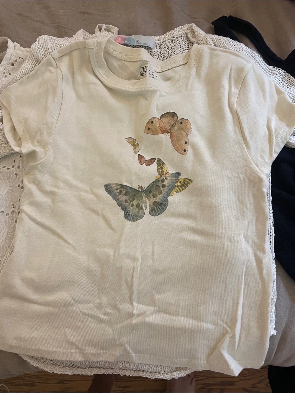 PacSun Cream Butterfly Graphic Tee